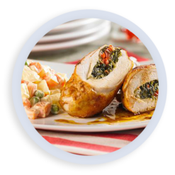 Pollo relleno y ensalada rusa. Light (especial navidad)