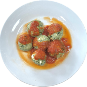 Malfati de ricota y espinacas con salsa rosa light