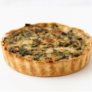 Tarta de puerro y champiñones