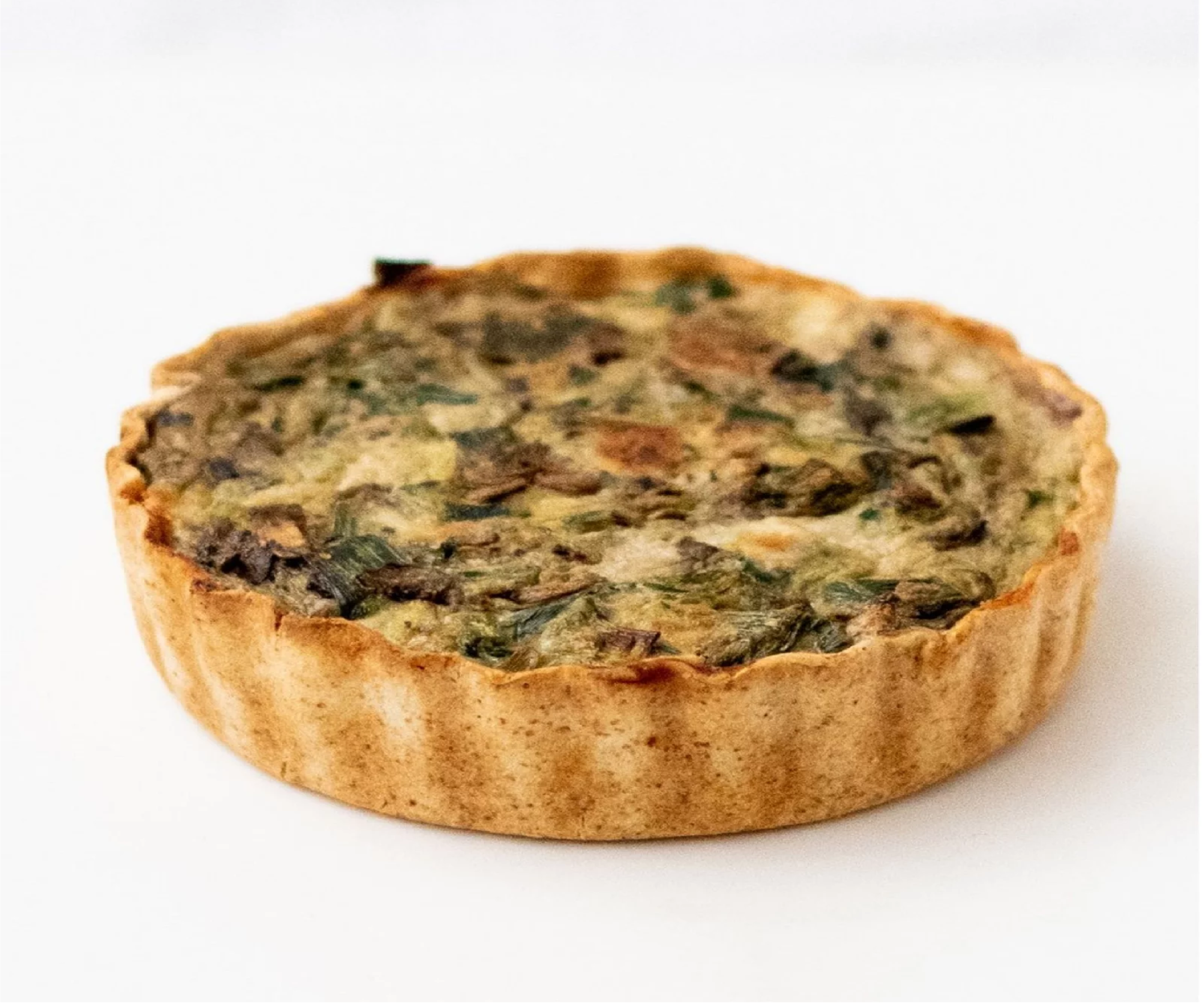 Tarta de puerro y champiñones