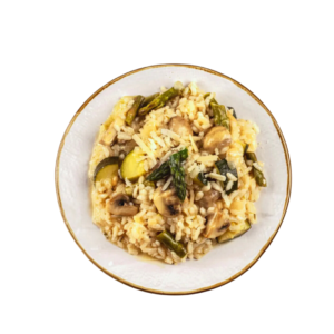Risotto de pollo con champiñones. light