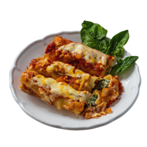 Canelones de ricota y espinaca con salsa fileto. Light