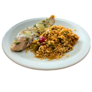 Merluza con arroz Fit (Bajo FOTMAPS)