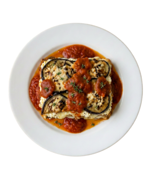 lasagna de berenjenas con queso. Light